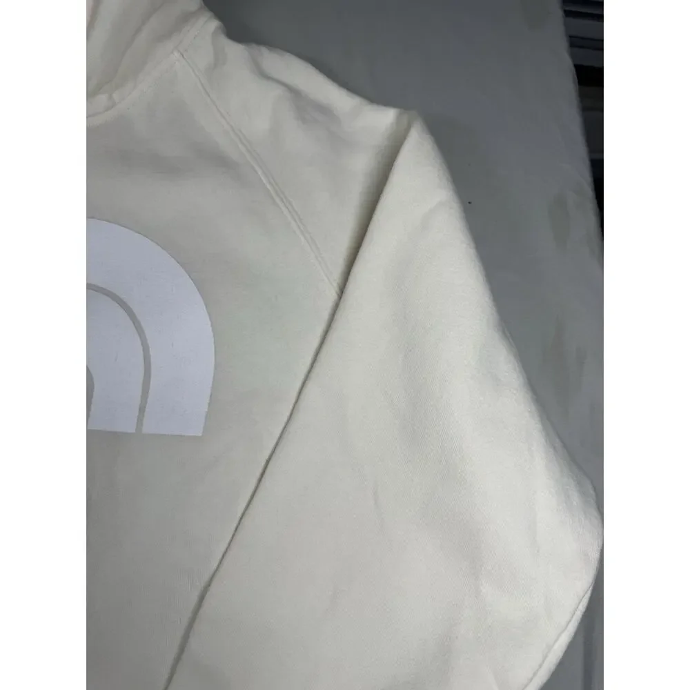 The North Face Hoodie Men’s Large Cream Pullover Sweatshirt Logo Fleece